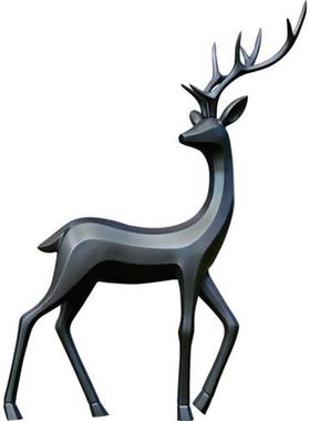 鹿雕塑摆件线条块面玻璃钢梅花鹿户外庭院园林景观小品橱窗装饰