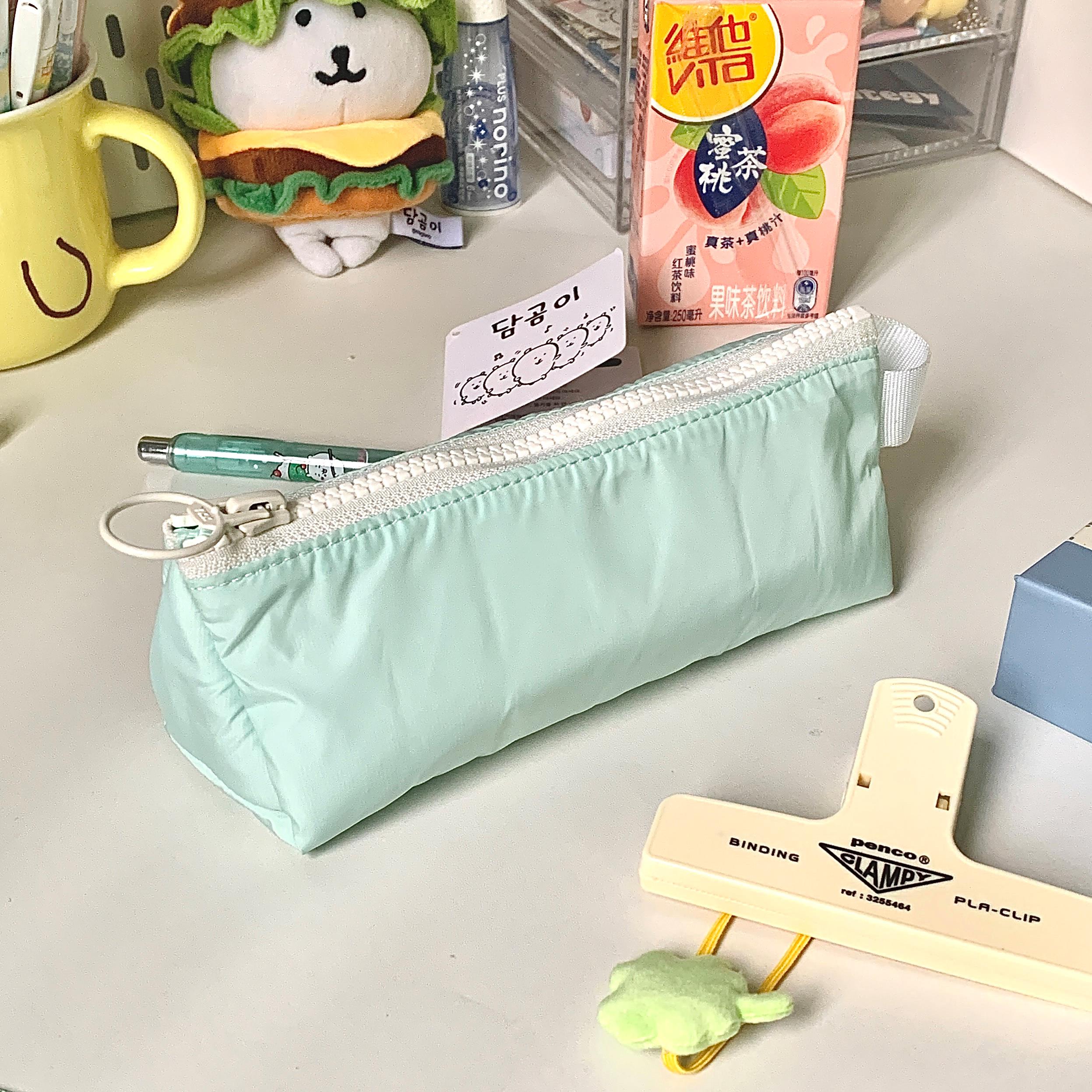 ins薄荷青三角笔袋学生高