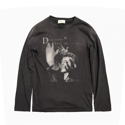 十卟SHIBU David Bowie小众美式复古朋克垮掉派亚文化长袖T恤脏染