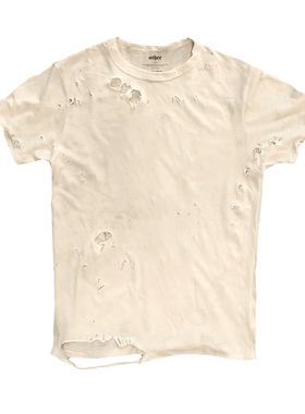 十卟SHIBU 180g水洗破洞remake底衣休闲百搭纯色短袖超薄T恤