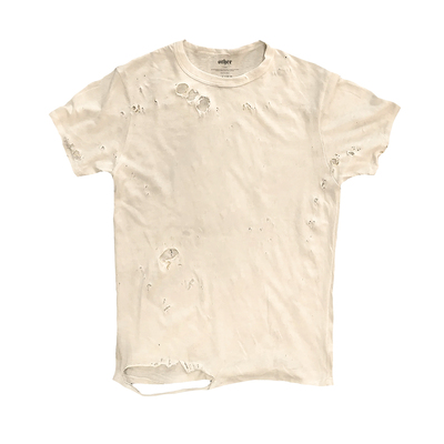 十卟SHIBU 180g水洗破洞remake底衣休闲百搭纯色短袖超薄T恤