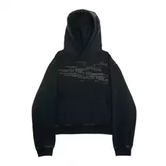 Shibu Wasteland Style Irregular Letter Retro Street Style Simple Design Unisex Hooded Cotton Sweatshirt