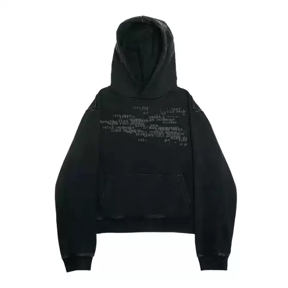 Shibu Wasteland Style Irregular Letter Retro Street Style Simple Design Unisex Hooded Cotton Sweatshirt