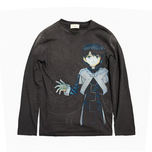 十卟SHIBU lain铃音二次元亚比风美学脏染水洗做旧长袖T恤中性