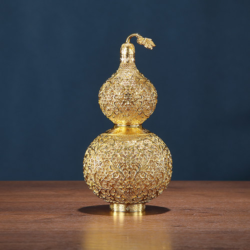 东方禧全铜摆件花丝吉祥葫芦客厅玄关办公室桌面装饰品乔迁礼品