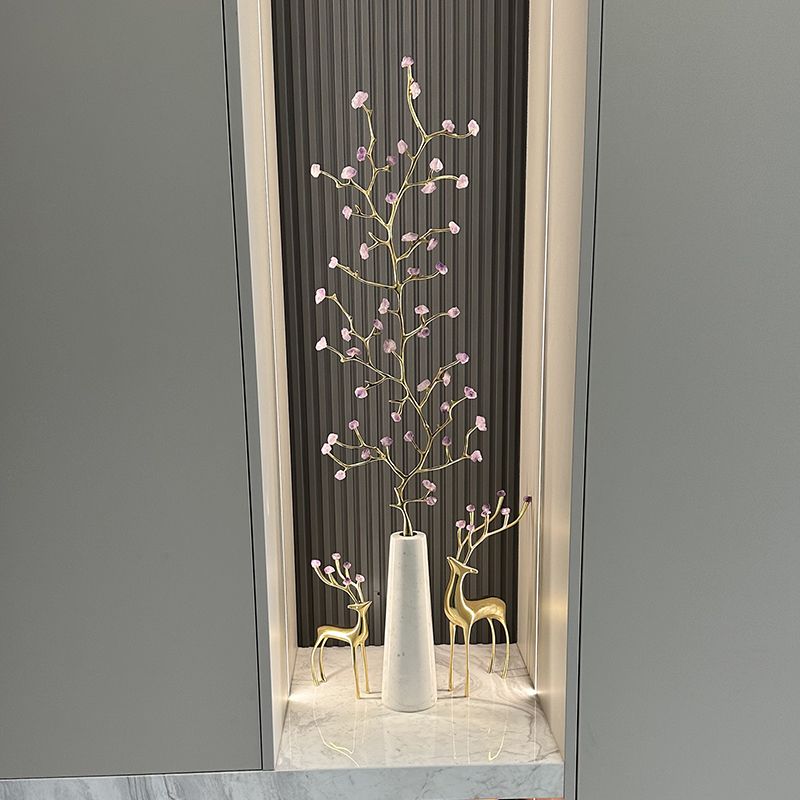 紫水晶发财树摆件客厅走廊壁龛入户玄关轻奢高档竖高乔迁新居装饰