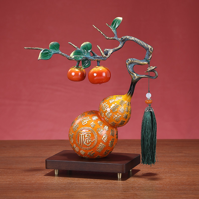 全铜百福葫芦摆件镇宅招财柿柿如意客厅酒柜家居饰品乔迁新居礼物,家居饰品,装饰摆件,淘宝优惠券,粉丝福利购,淘宝优惠卷