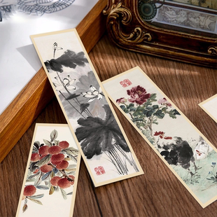 30张国画风书签中式水墨画阅读书页书籍标注笔记本标记卡学生文具