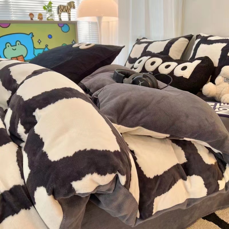 宿舍冬季牛奶绒三件套四件套