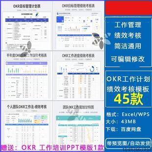 OKR目标管理绩效考核表 excel表 个人团队OKR工作计画规画甘特图