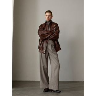 机车真皮皮衣外套女 领2025秋冬新款 北欧传奇 蜡感泡皮绵羊皮西装