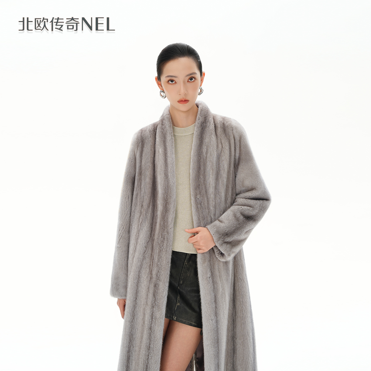 北欧传奇 时光机 进口长款紫标抽刀整貂小母貂气质皮草水貂外套女