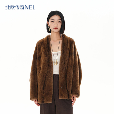 北欧传奇【钟情于你】进口水貂皮草整貂母貂貂皮蝙蝠袖外套女冬