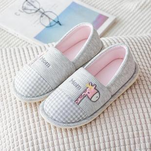 女 月子鞋 春秋款 包跟产后孕妇秋冬季 纯棉软底月份4产妇家居棉拖鞋