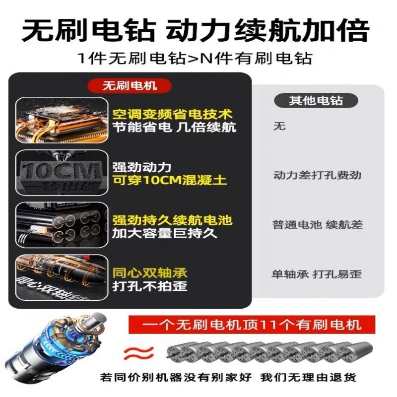 极速九艺达无刷大功率电钻家用充电钻G冲击锂电钻多功能电动螺丝
