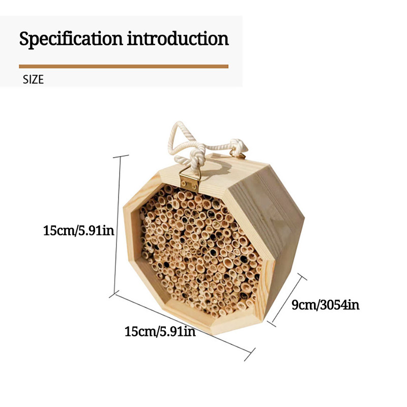 速发Wooden Bee House Set Tube Beekeeping Box Bees Nesting Bo