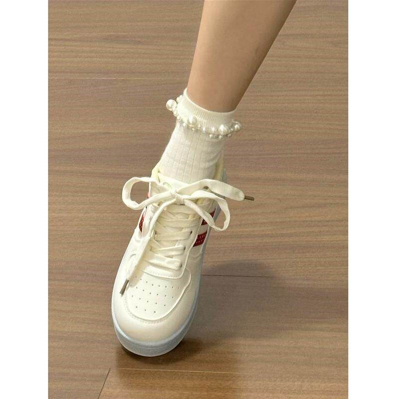 新品学生小白鞋女童透气2026新款网面运动鞋女孩初中生.春秋板鞋