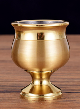 极速铜供a杯纯黄铜拉丝家用供奉财神关公高脚酒杯茶杯土地三杯五