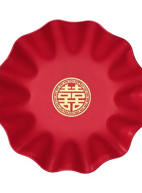 新品结婚干果盘订婚创意摆t件喜糖水果盘高端红色瓜子盘婚庆用品
