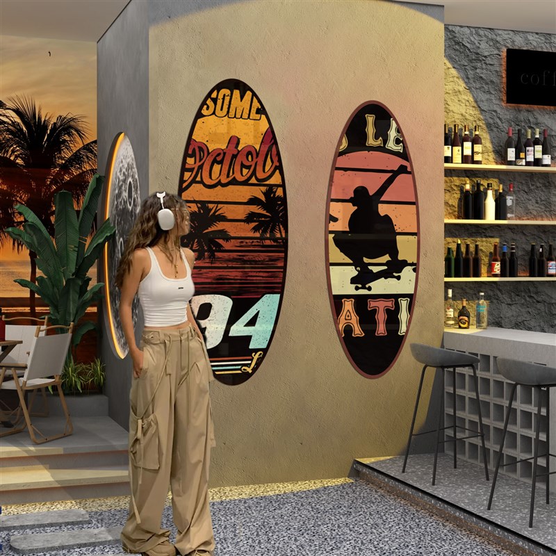 极速网红露营风打卡m清酒吧装饰品场景布背置拍照区布置贴纸壁挂