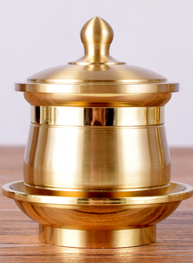 极速佛具纯黄铜拉丝加内胆圣水杯室内复J古光身供杯供奉佛前观音