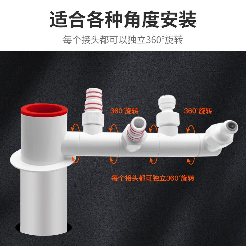 极速裕津(HSPA)厨房下水三通净水器G排水管洗碗机小厨宝三通防臭