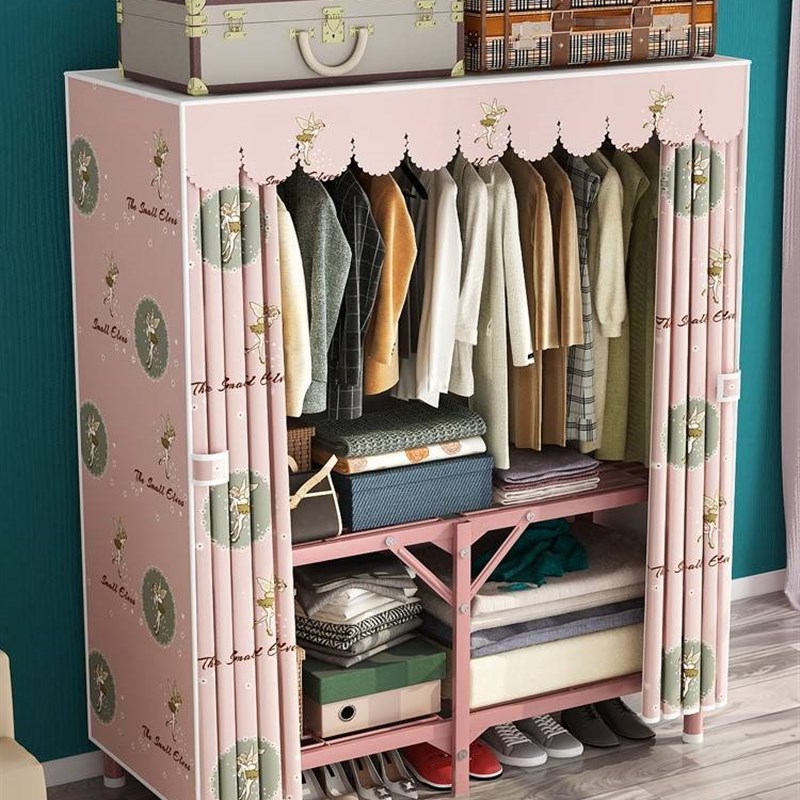 极速折叠免安装钢管加粗加固加z厚布衣柜成人家用卧室简易挂衣架