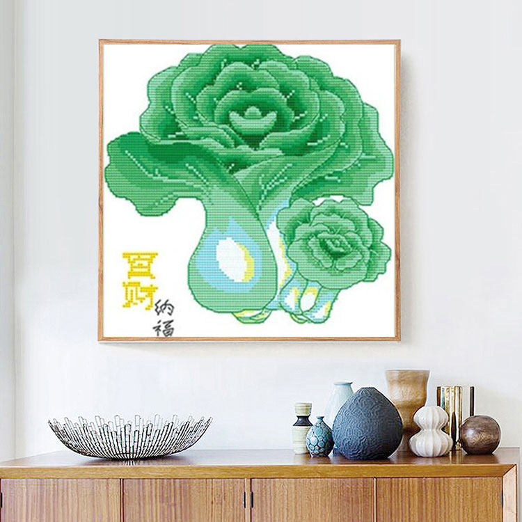 极速成品百财纳福白菜2023新款机绣纯H手工十字绣已绣好的出售大