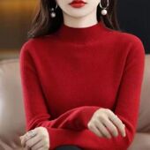 加厚半高领宽松秋冬打底针织短款 线下108 新年战袍羊毛衫 毛衣女