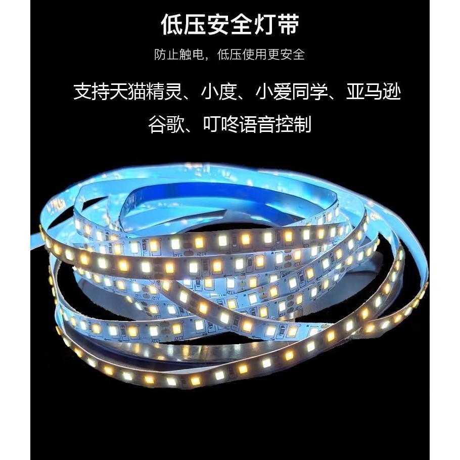 双色温灯带24V2835灯珠2合1双线智能调光调色手机APP控制LED灯带,家装灯饰光源,室内LED灯带,淘宝优惠券,粉丝福利购,淘宝优惠卷