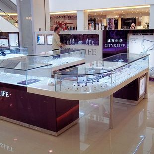 高端珠宝货架玻璃展示柜轻奢弧形金银首饰陈列柜定制眼镜钟表