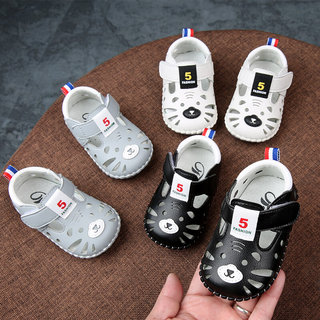 婴儿凉鞋男宝宝学步鞋软底一段6-8-10个月0-1一岁防滑透气不掉鞋9