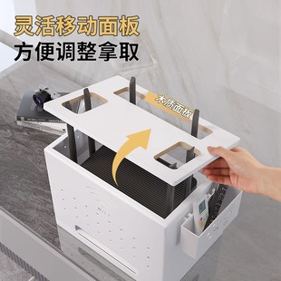 新台面路由器收纳盒新款电u视机顶盒放置架插座网线无线遮丑装饰