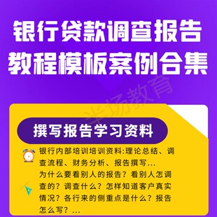 新银行对公客户经理n贷款调查报告评估报告教程模板案例流贷项目