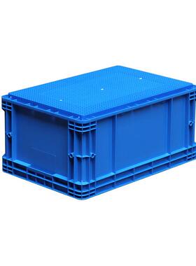 4628物流箱蓝色加厚塑料物流周转箱可配平盖仓库快递灰色箱