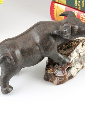 陶瓷水牛摆件 紫砂茶宠牛 瓷器生肖牛大号茶台P茶桌装饰品客厅乔