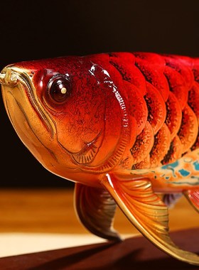 招财金龙鱼摆件i铜工艺品玄关客厅酒柜办公室轻奢大气装饰乔迁礼