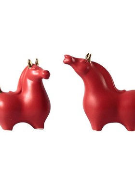 青釉对马摆e件新中式工艺家居装饰景德镇陶瓷马家居饰品摆件陶瓷