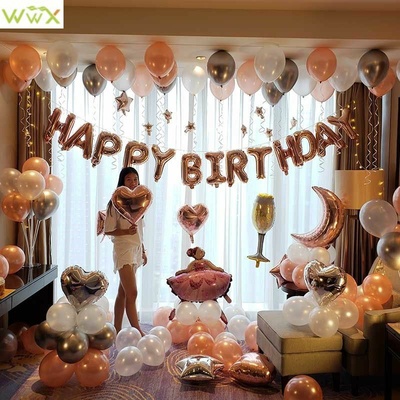 Adult happy birthday party decoration balloons跨境出国female