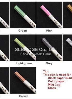 10 colors sta metallic pen for black paper cup glass art su