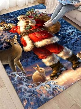 Warm Christmas Rug 3D Printing Decorate Mat Applicable To Th