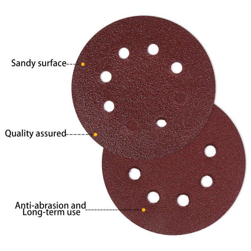 极速100pcs 120mm Sandpaper RoundC Shape Sanding Discs Hook L