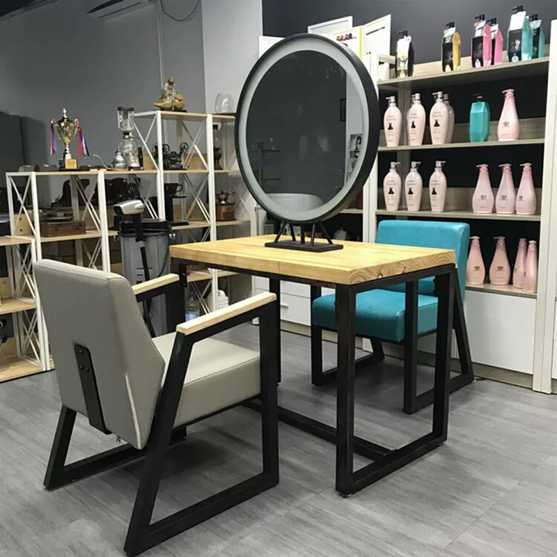 新品带灯a化妆台影楼专用理发店镜台美发镜台美发镜子发廊镜台实