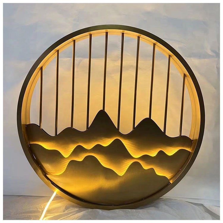 不锈钢圆形屏风隔断n定制户外防水庭院子影壁墙玄关镂空假山水中