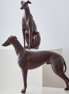 现代简约创意家居装饰品杜宾犬艺术小狗树K脂动物雕塑客厅桌面摆