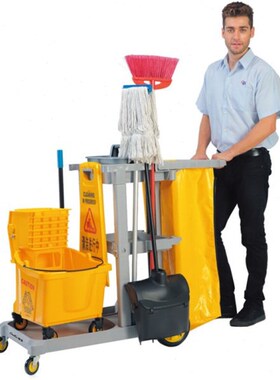 超D-11灰色带盖酒店物业保洁车多用途清洁W收纳车手推车