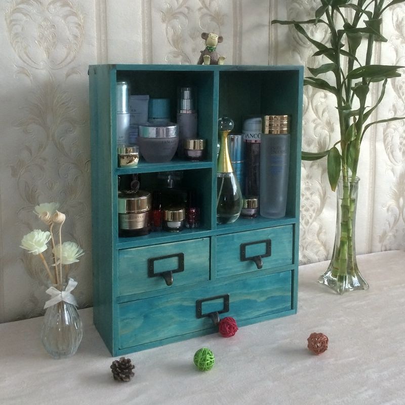 桌面化妆品收纳盒 杂物整理置物架木质收纳柜多R层抽屉式护肤品盒