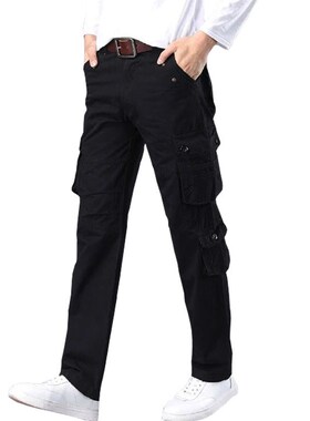 Multi-pocket large size overalls fans casual paXnts men