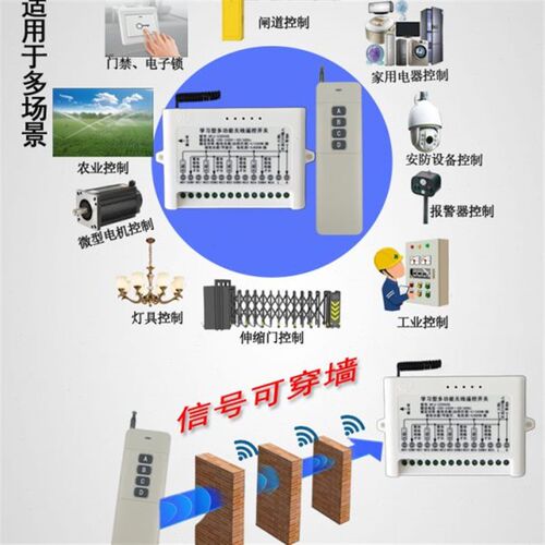 遥控开关220gv四路220伏4路无线远距离遥控开关伸缩门路灯水泵电