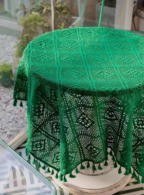 田园美式复古镂空km绿色桌布家用商用长方形圆形桌茶几斗柜家居盖